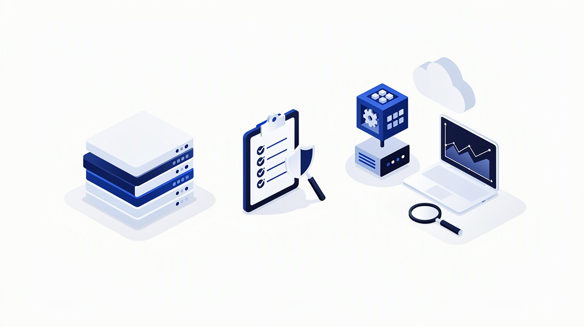 Standardbausteine und verbundene Module mit Zahnrad als Vergleich von Standardsoftware und individueller Lösung.