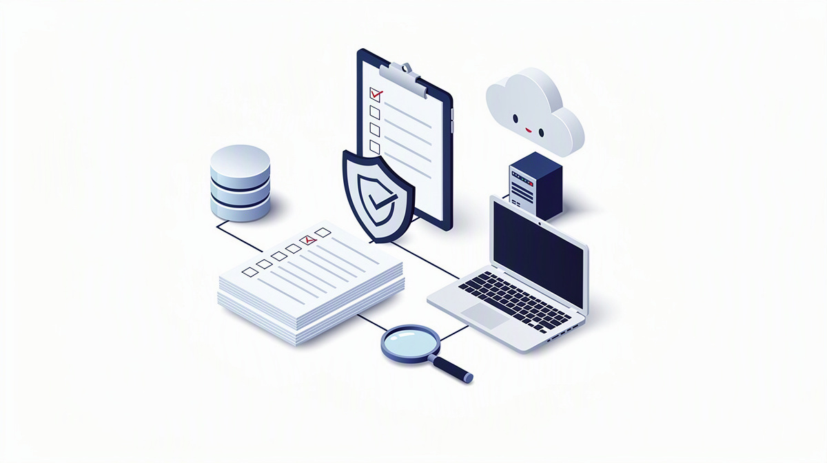 You see a clipboard, document cards and a database as symbols of tasks in master data management.